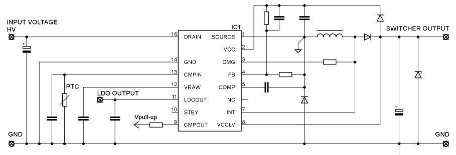 原理图 - onsemi NCP10970双输出HV降压开关